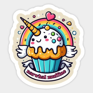 Muffin Munching Narwhal Sticker